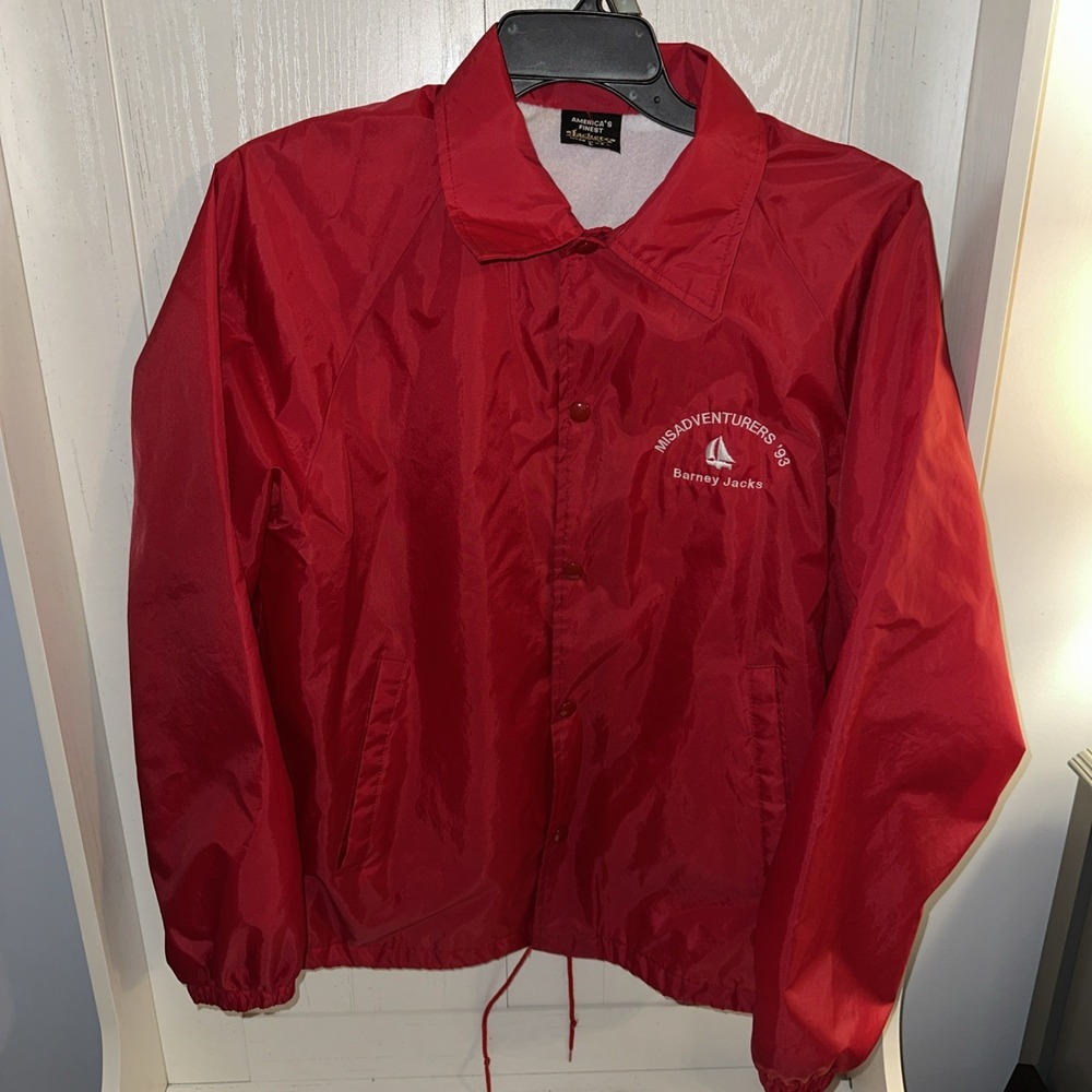 America's Finest Jacket Men's Windbreaker Nylon Large Red Misadventurers 93